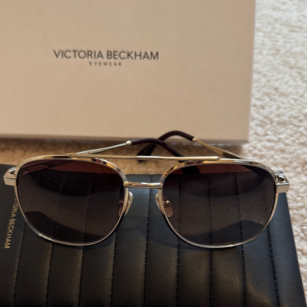 Victoria Beckham Silver and Black Sunglasses